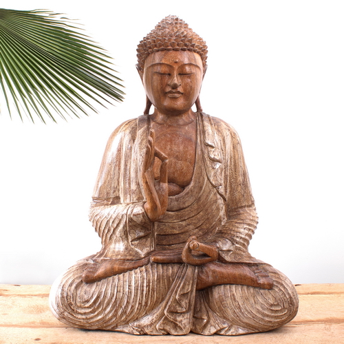 Sculpture - Statue Bouddha mudra Vitarka 50 cm Blanchi