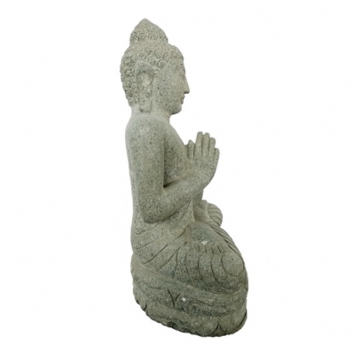 Sculpture Bouddha assis en prière en pierre 60 cm